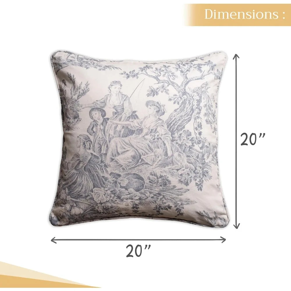 XIUWO Toile Pattern Decorative Pillow Covers With Invisible Zipper