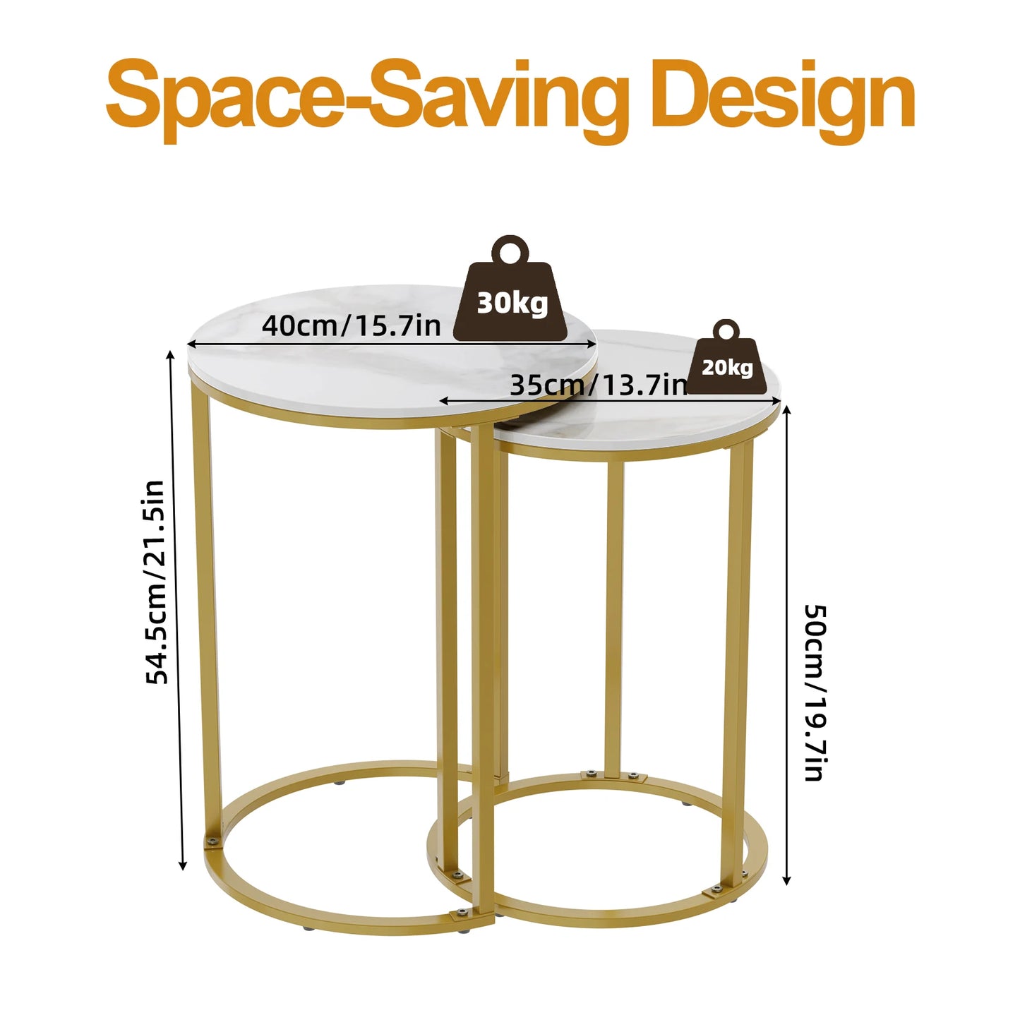 Wisfor Sintered Stone Round Nesting End Tables Set of 2