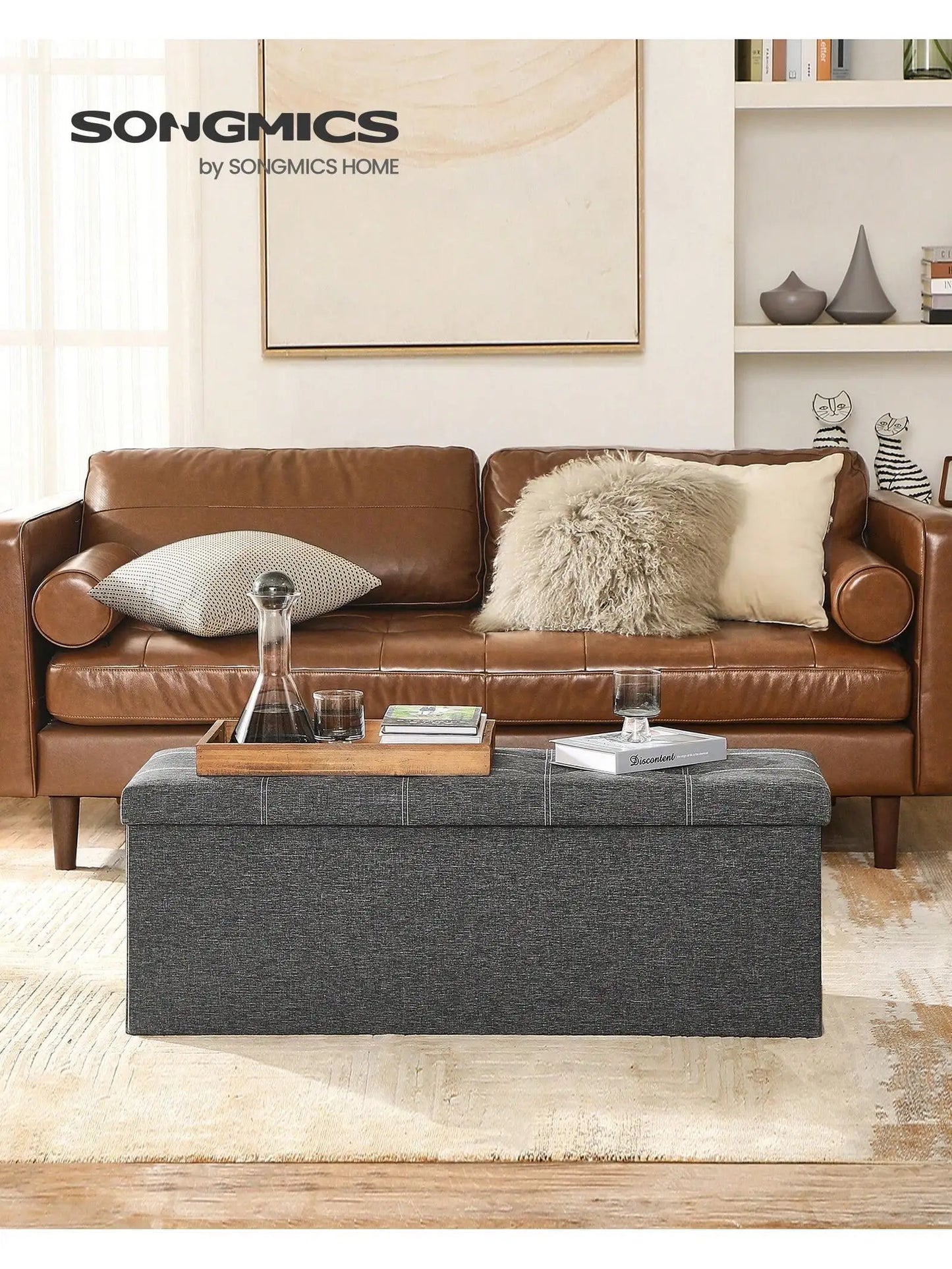 Folding Storage Ottoman Bench EndOfBed For Living Room 660Lb Capacity