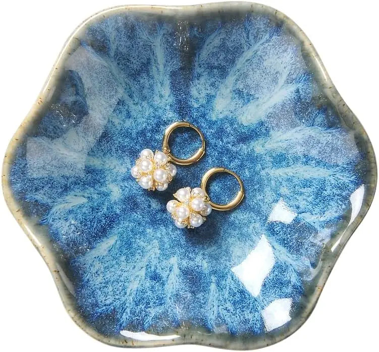 Lotus Leaf Shaped Ceramic Trinket Tray Jewelry Storage