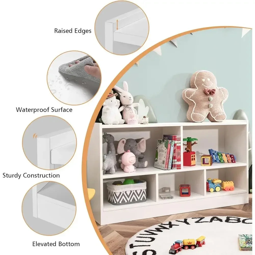 Wooden Five Section Toy Storage Organizer For Kids Classroom