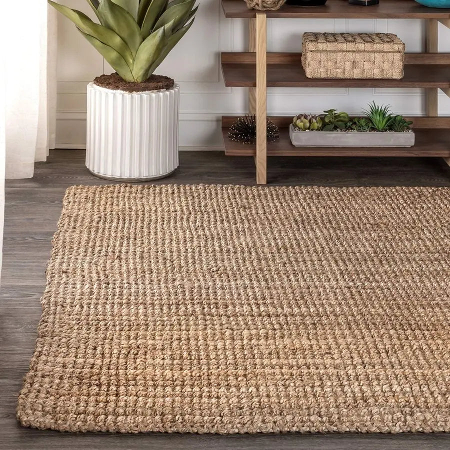Pata Hand Woven Chunky Jute Indoor Area Rug Bohemian Rustic