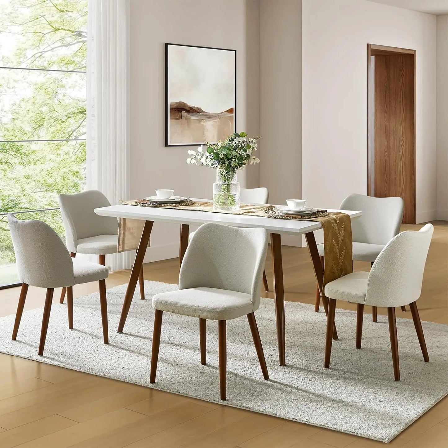 Upholstered Dining Chairs For Kitchen And Dining Room With Curved Back