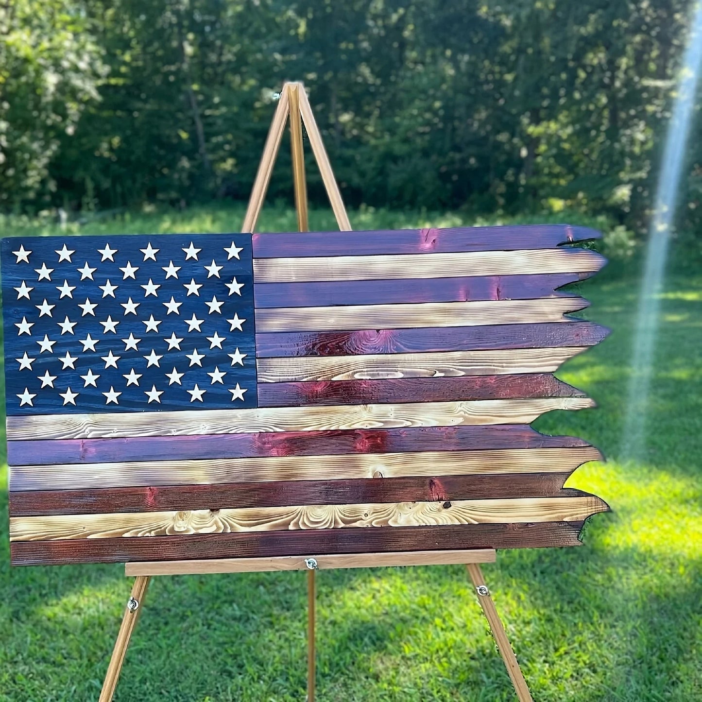 American Wavy Flag Wooden Decoration For Home Office