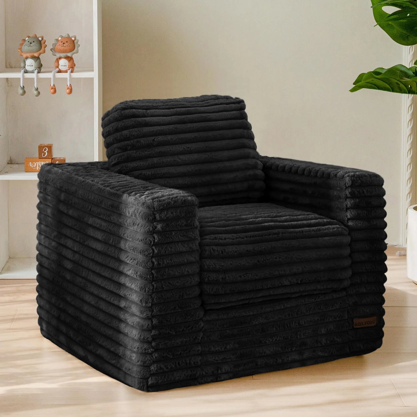 XIUWO Kids Bean Bag Chair With Faux Fur And Pillows