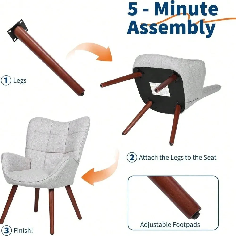 XMSJ Upholstered Dining Chairs Mid Century Style With Oak Legs
