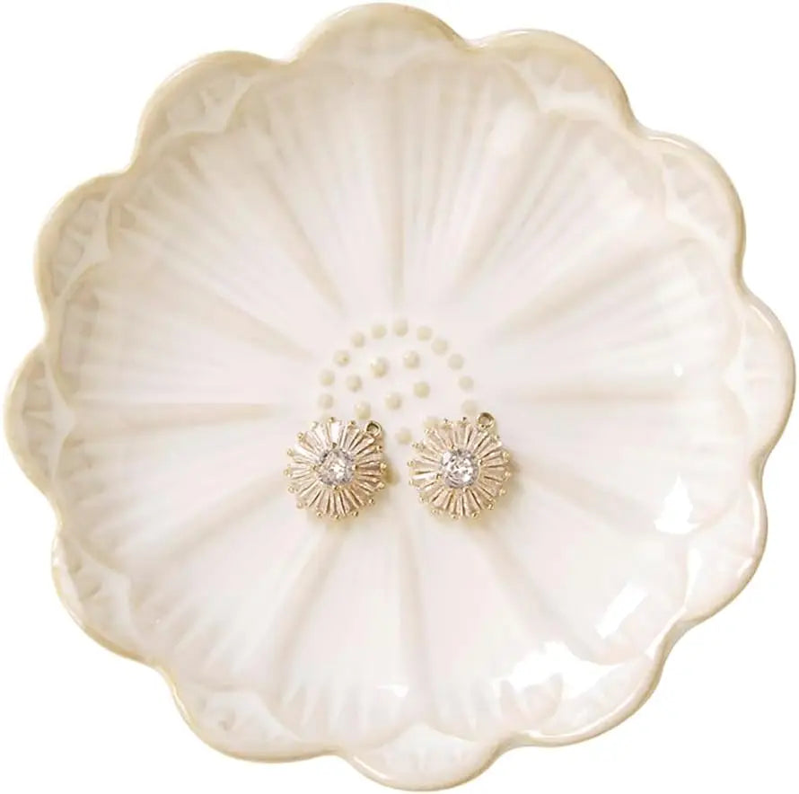 Lotus Leaf Shaped Ceramic Trinket Tray Jewelry Storage