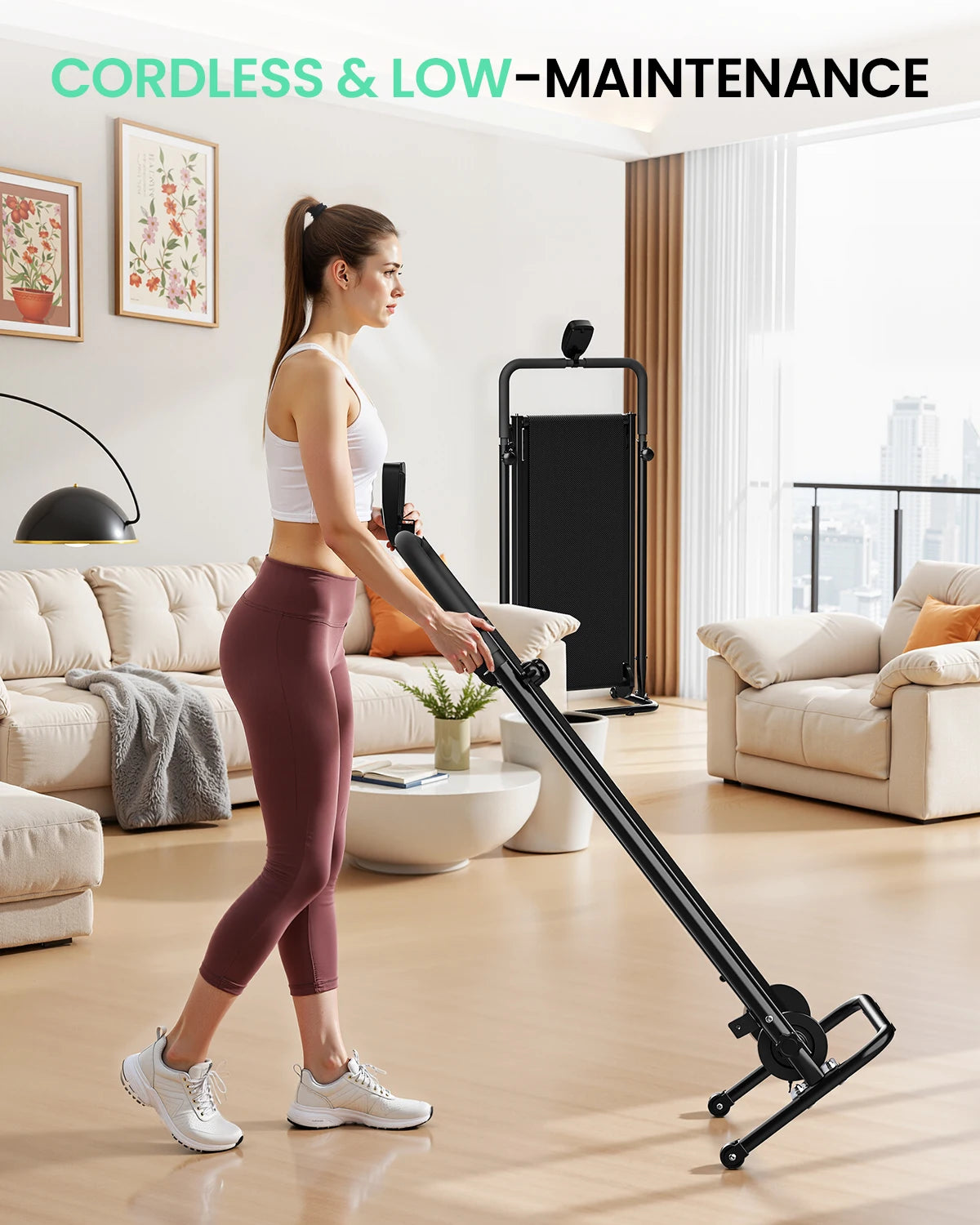 AKLUER Motorless Treadmill With Dual Flywheels And Fixed Incline