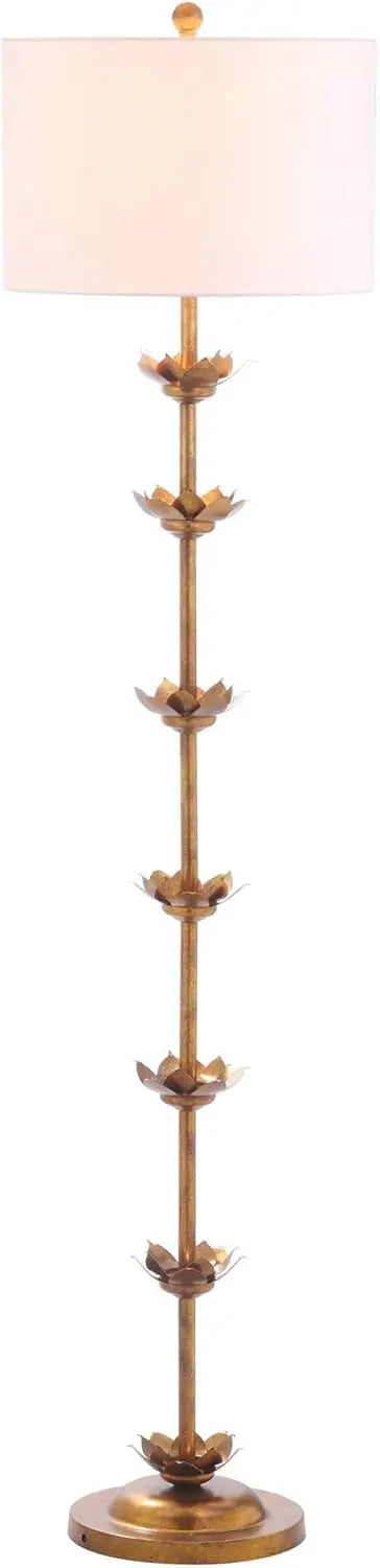 Antique Floor Lamp With Leaf Design Soft Lighting Fixture