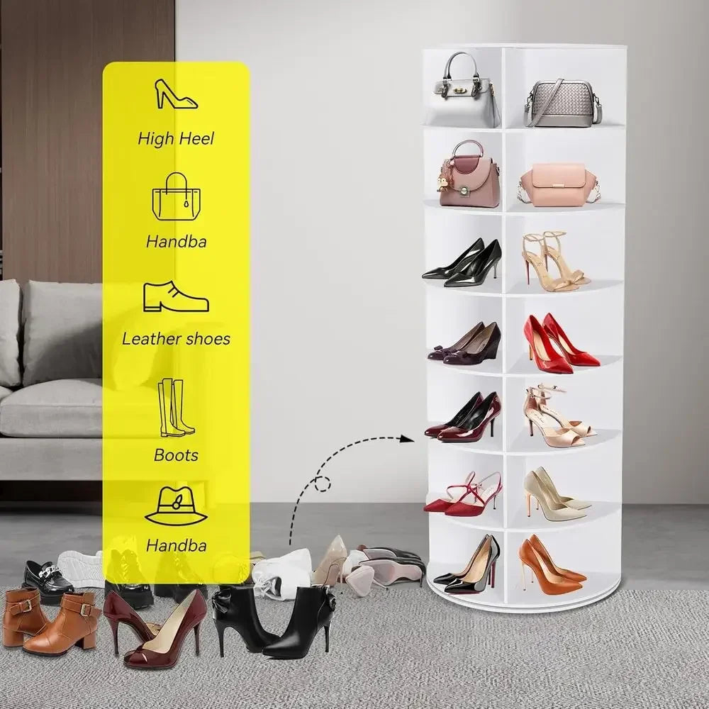 7 Tier Rotating Shoe Rack With Lazy Susan Carousel