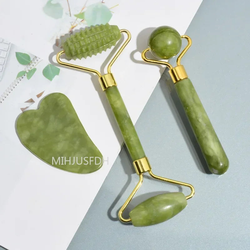 Jade Roller Massager Gua Sha Stone For Face And Body