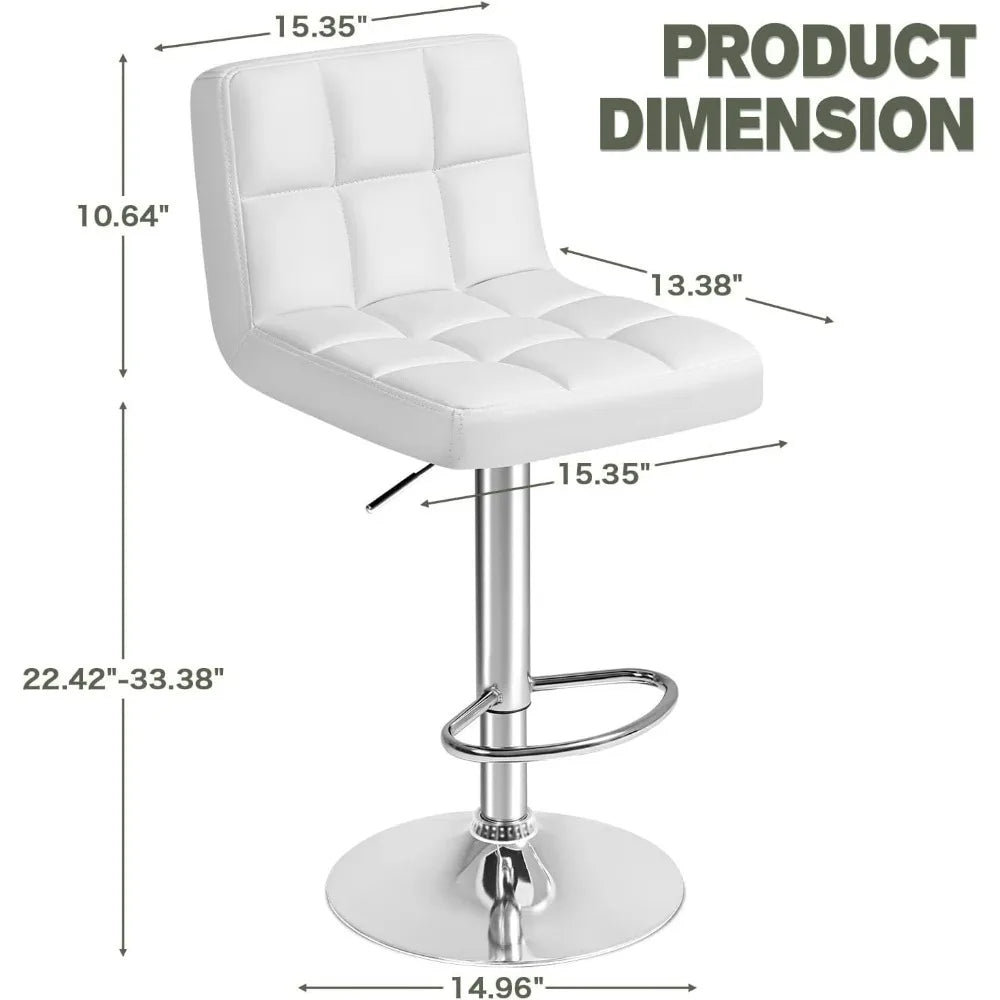 Bar Stools PU Leather Swivel Adjustable Hydraulic Counter Height Set