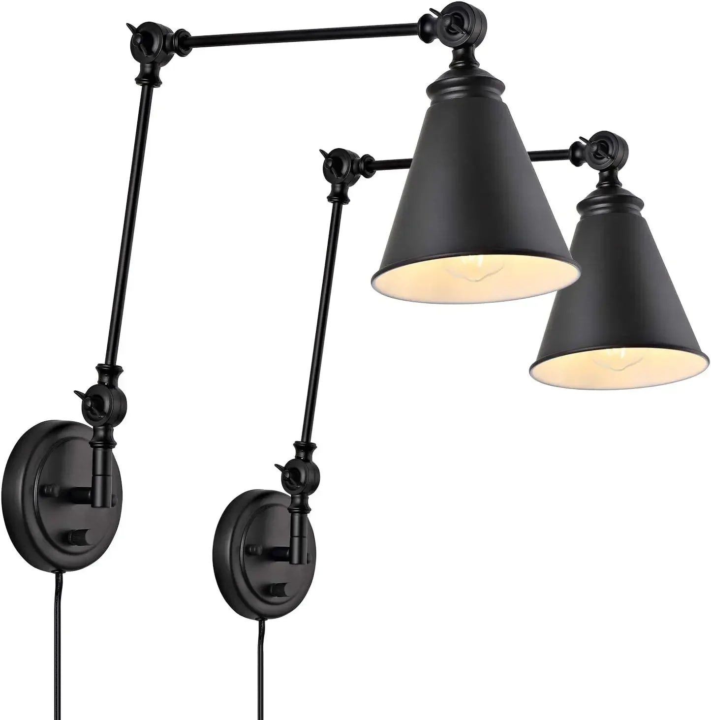 Farmhouse Swing Arm Wall Sconce Set Of 2 Industrial Lamps