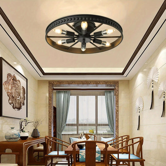 Industrial 6-Light Flush Mount Ceiling Light