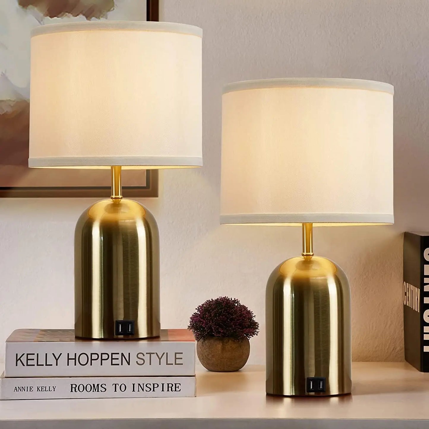 Touch Control Bedside Lamps With USB Ports 2-Pack Set