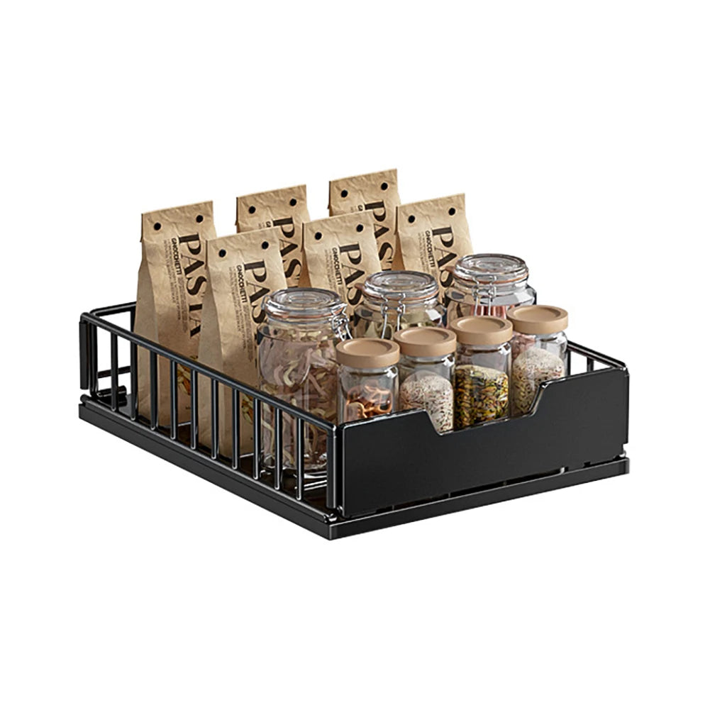 Pull Out Cabinet Organizer, Carbon Steel Foldable Slide Out Drawers Storage Rack For Kitchen Cabinets Bathroom Cabinet Organizer
