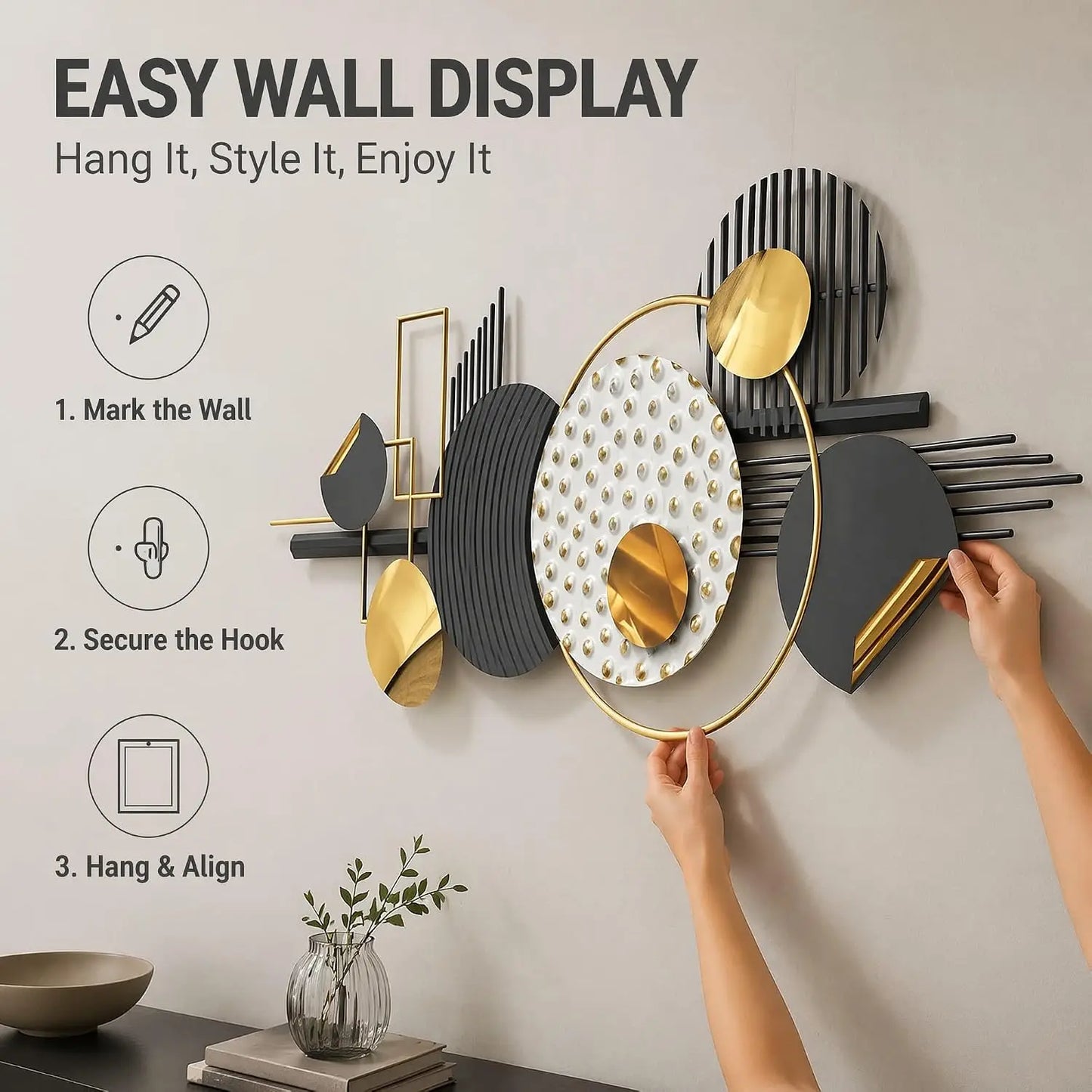 Modern Geometric Wall Art Sculpture Abstract 3D Metal Decor