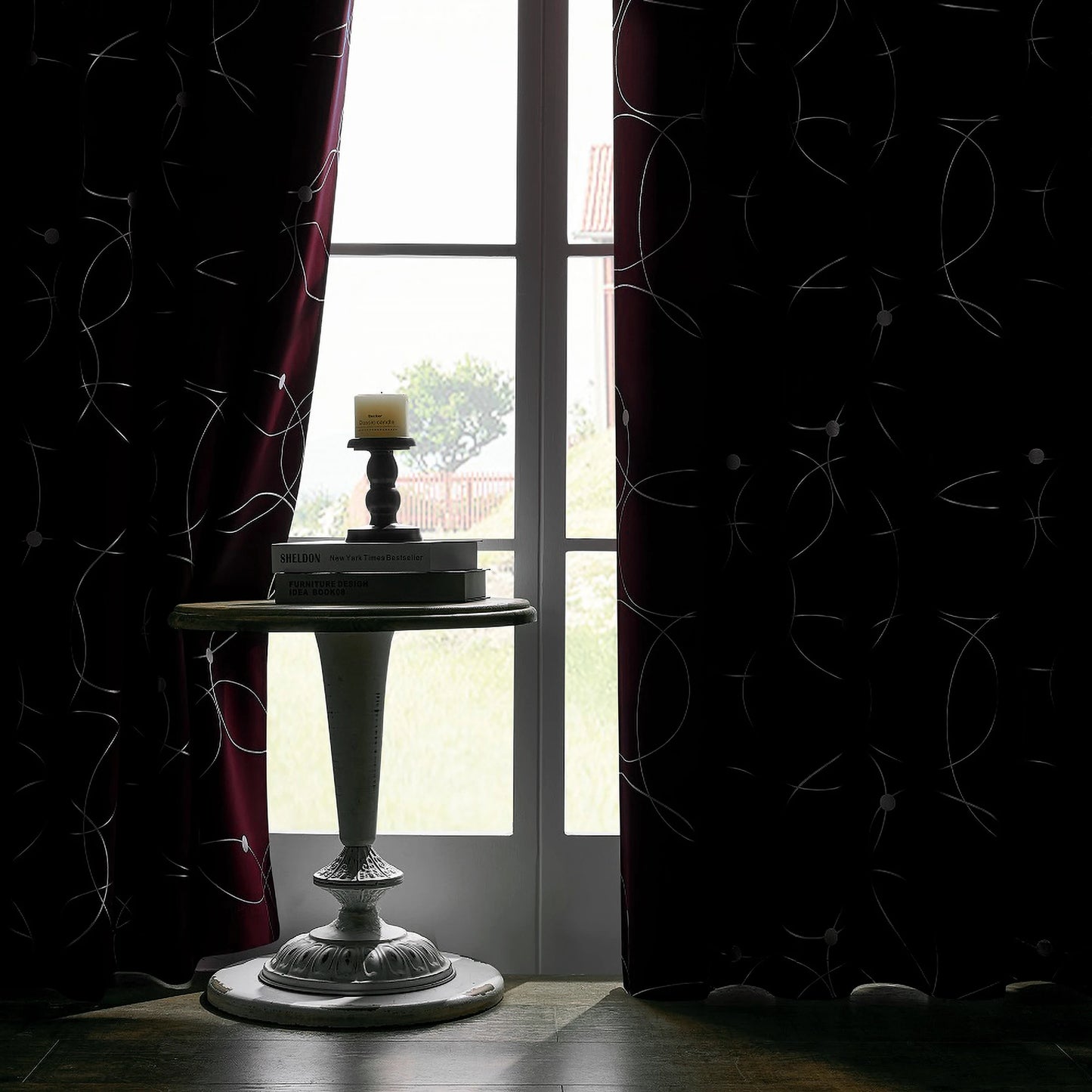 Blackout Curtains Grommet Thermal Insulated Room Darkening Foil Print Bedroom