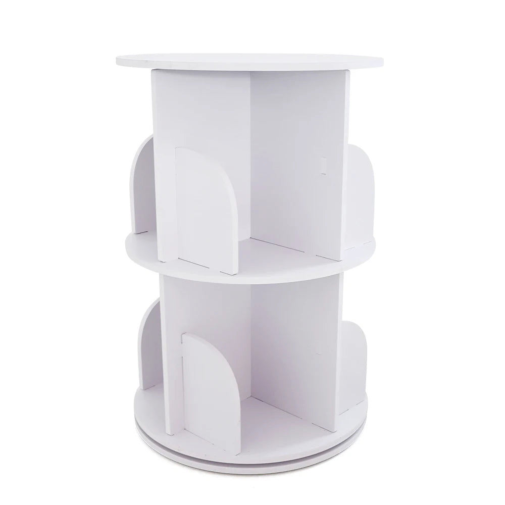 Rotatable Wooden Bookshelf With 360 Degree Display Stand Organizer