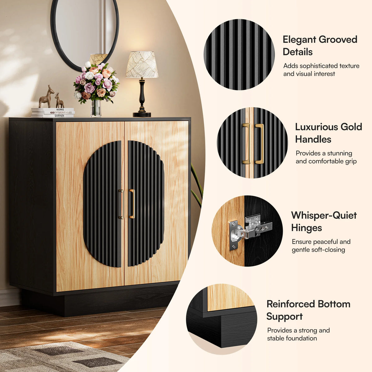 Modern Fluted Buffet Cabinet with Storage