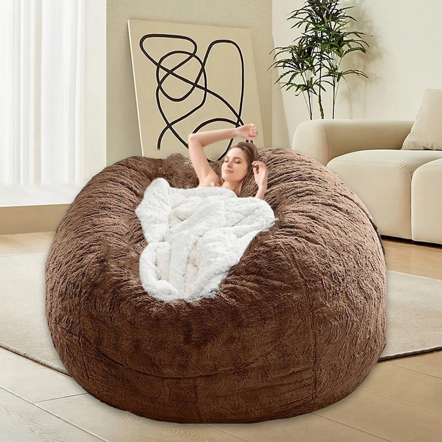 XIUWO Velvet Bean Bag Chair Cover For Adults And Kids