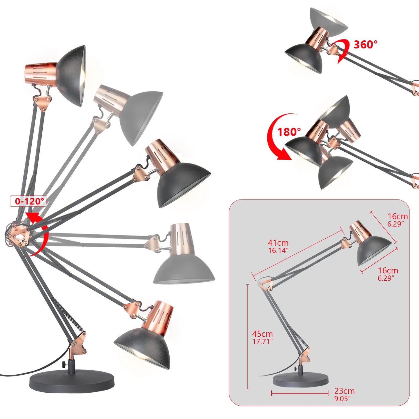 Adjustable Metal Swivel Arm Architect Desk Lamp For Home Office
