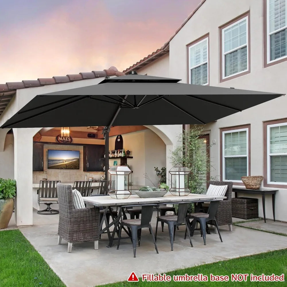 NONECN Cantilever Patio Umbrella Heavy Duty Offset Design 360 Rotation
