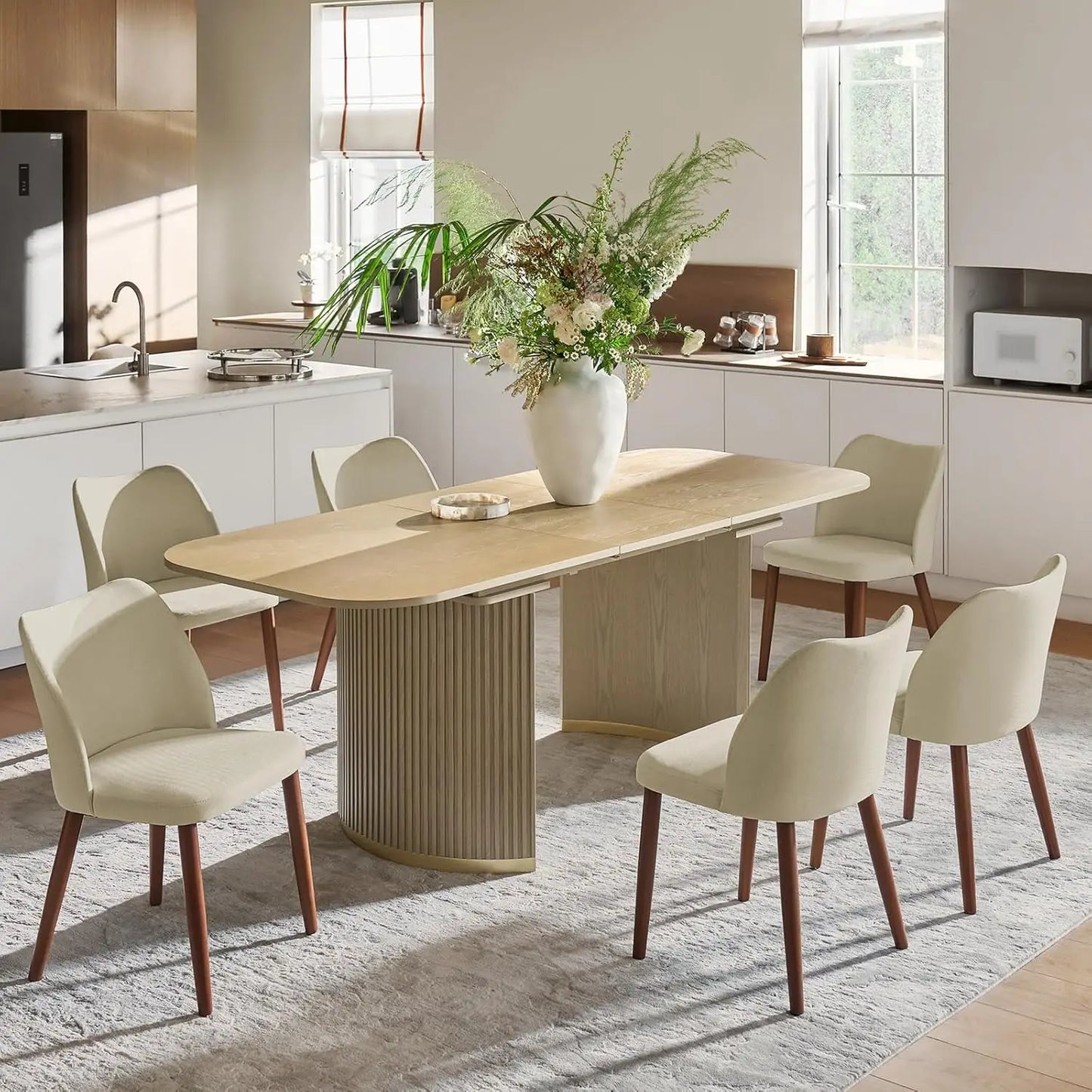 Upholstered Dining Chairs For Kitchen And Dining Room With Curved Back