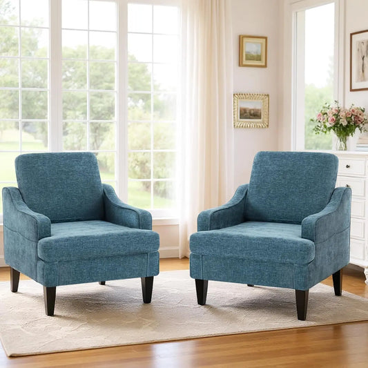 MOYU Mid Century Accent Chairs Chenille Upholstered Arm Chairs