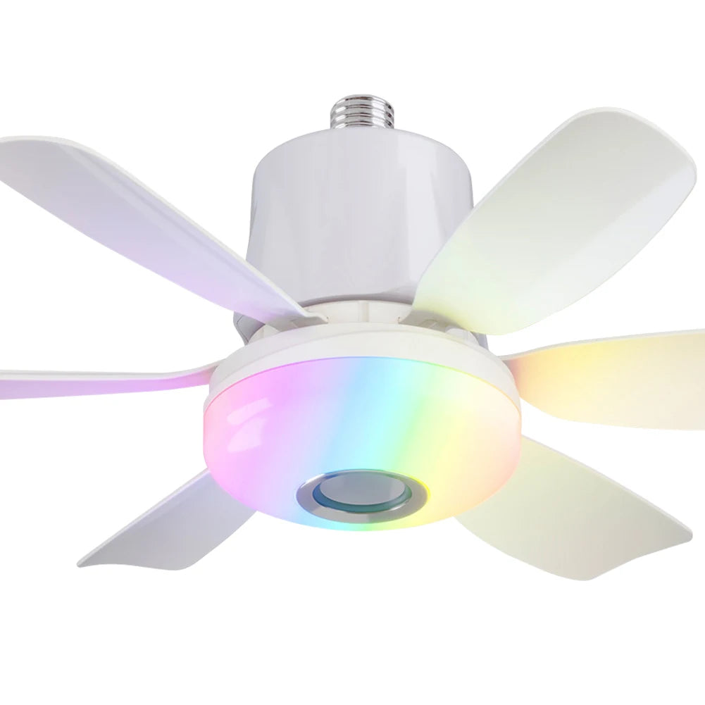 Socket Ceiling Fan With Remote LED Light Dimmable RGB