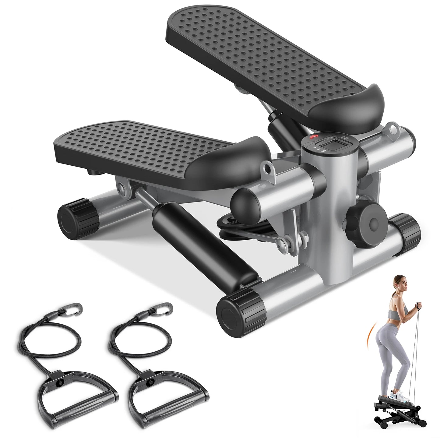 Mini Stepper With Resistance Bands 300 Lbs Hydraulic Cardio Machine