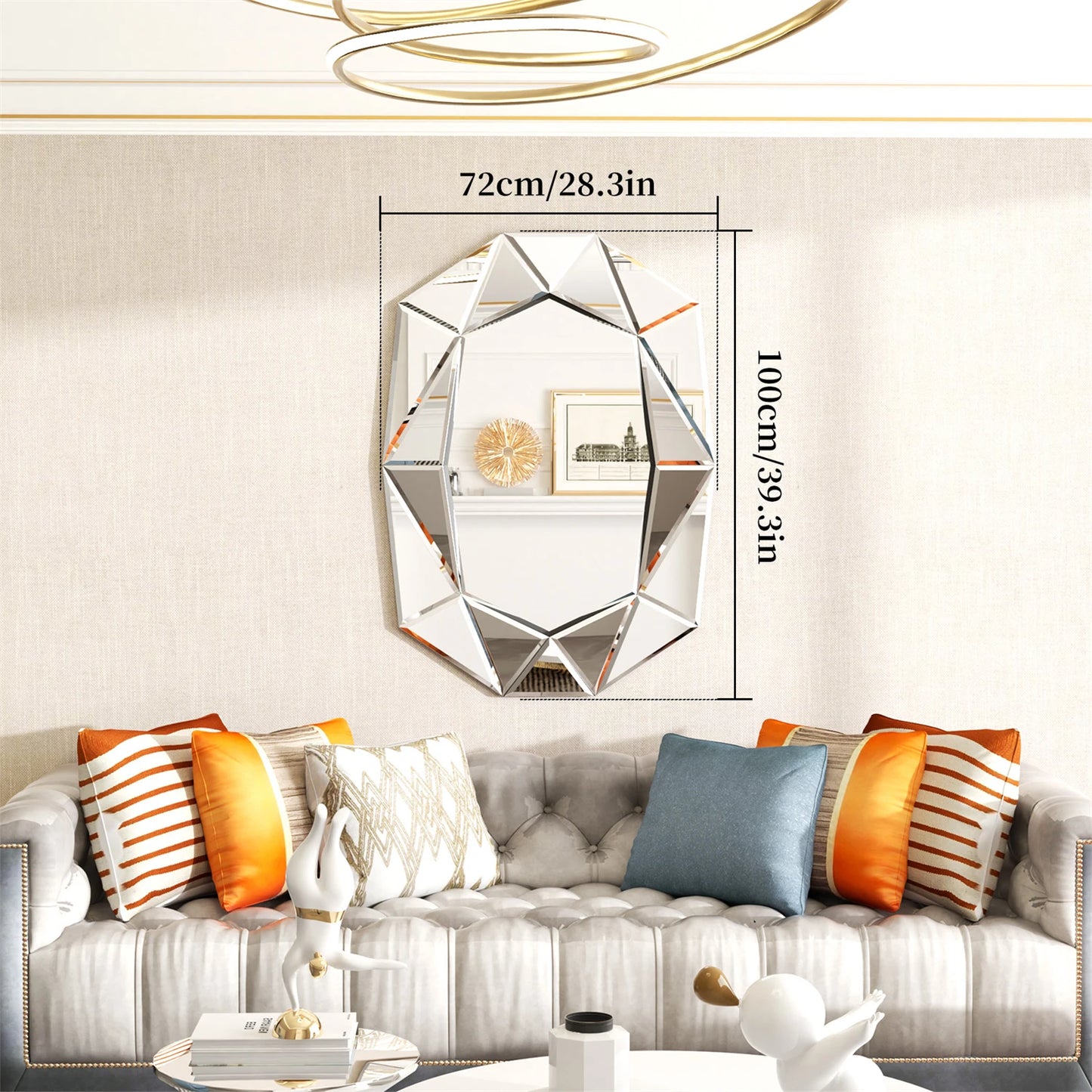 Asymmetrical Decorative Wall Mirror With Glass Inlay Venetian Style