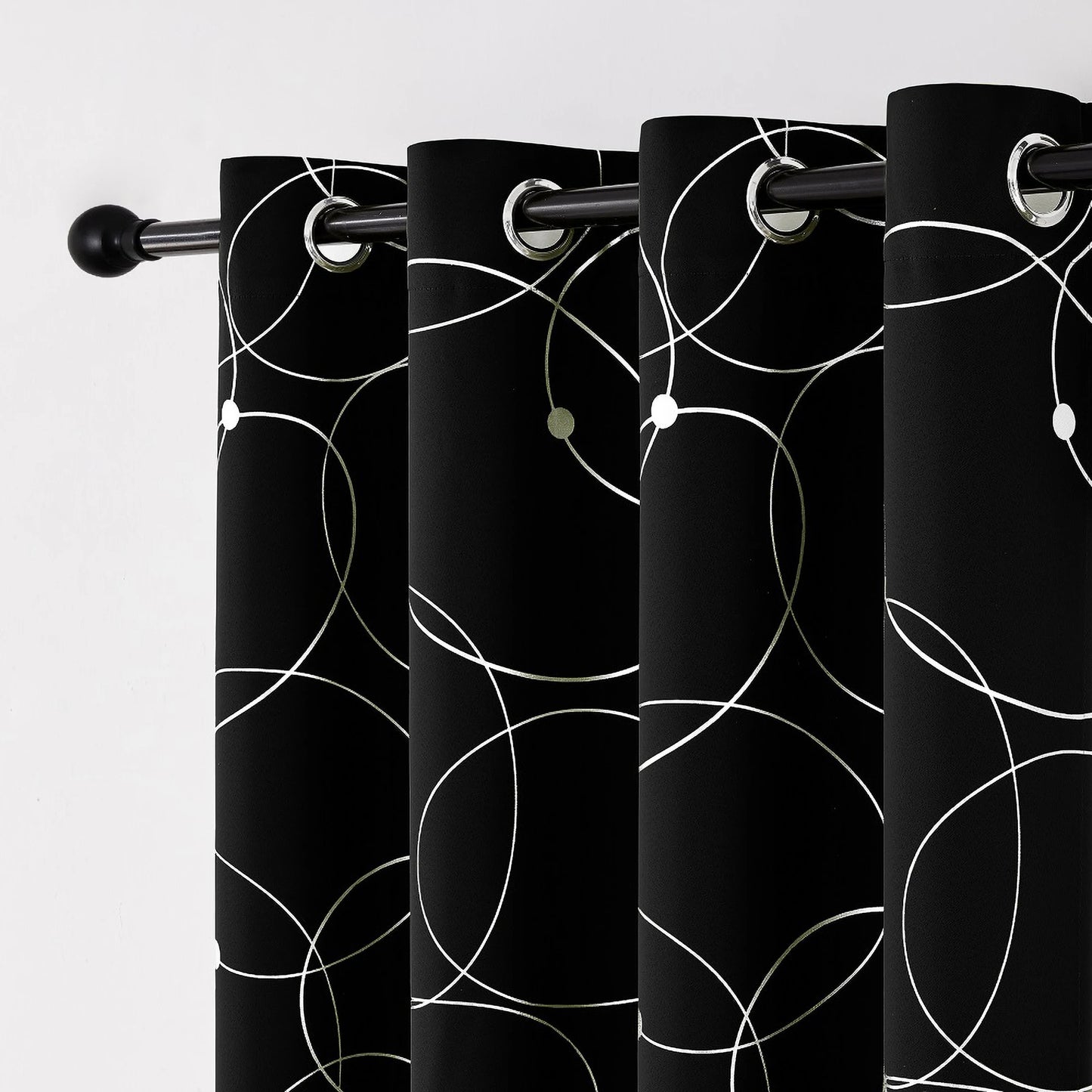 Blackout Curtains Grommet Thermal Insulated Room Darkening Foil Print Bedroom