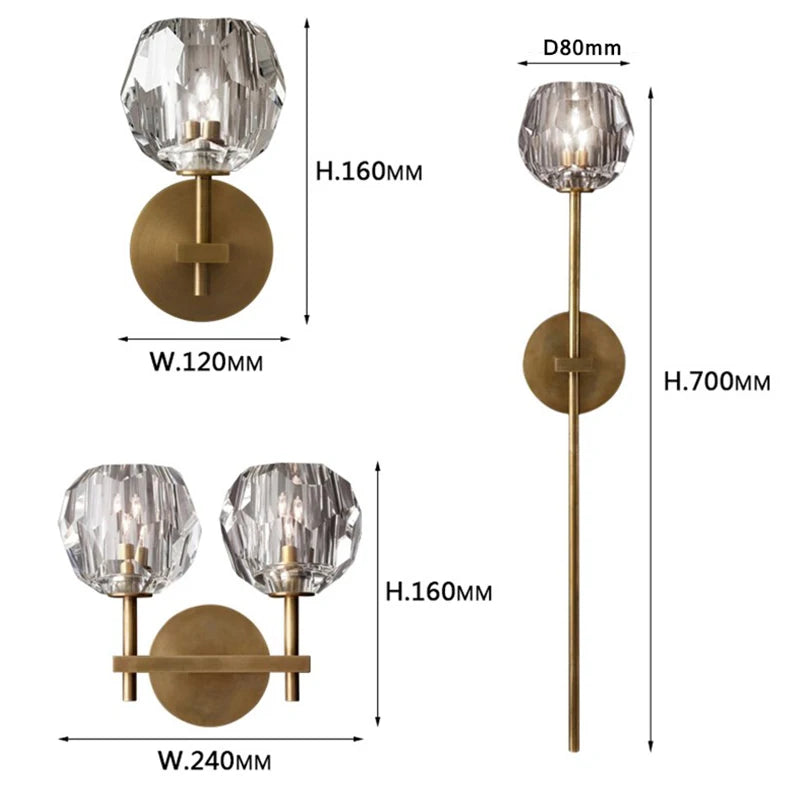 GreeLustr Modern Crystal G9 Wall Sconce Lamp For Bedroom