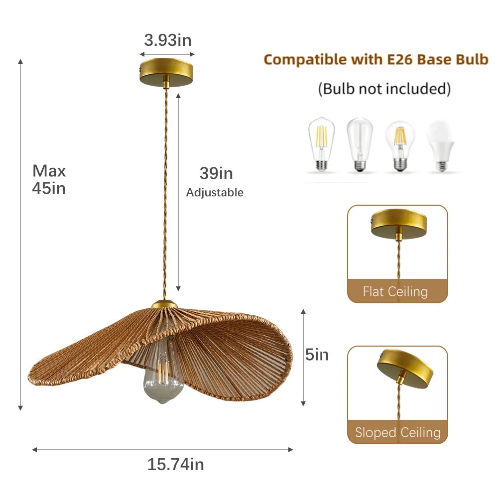 DF LIGHT HOUSE Bamboo Iron E26 Ceiling Chandelier Pendant