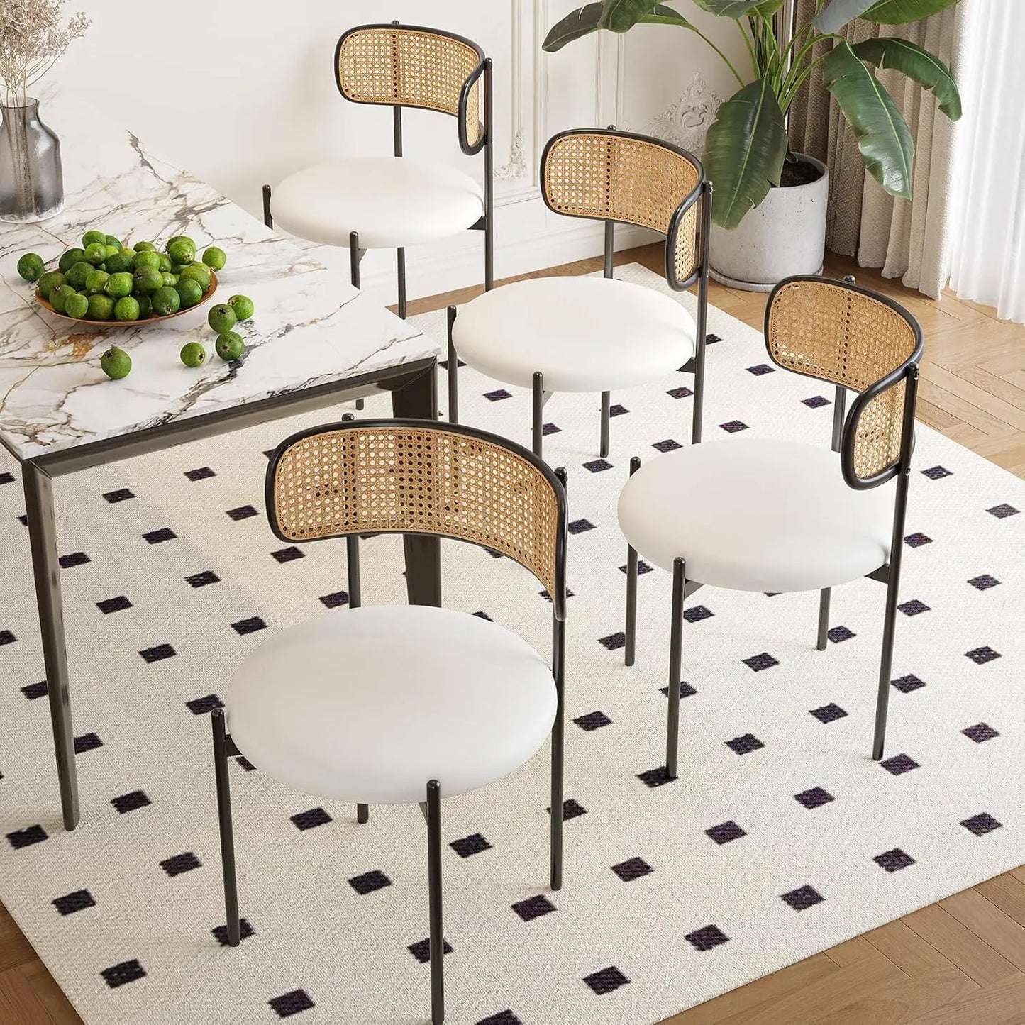 Mid Century Rattan Back Dining Chairs