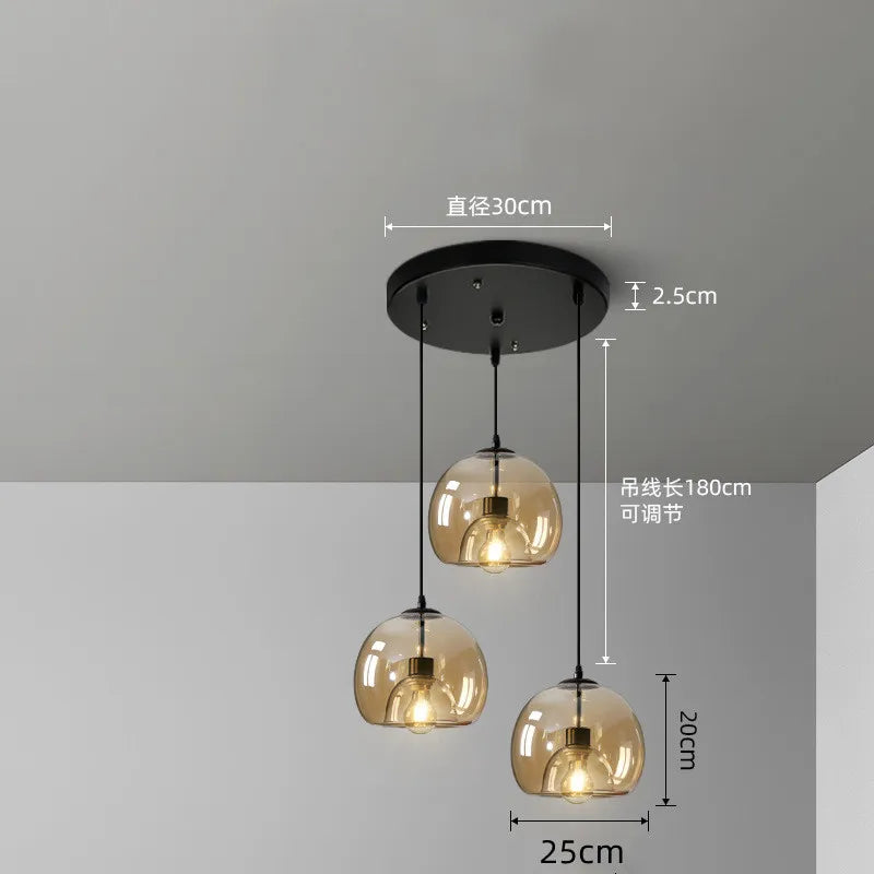 Taonusanshu Nordic Iron Glass Pendant Lamp Kitchen Island