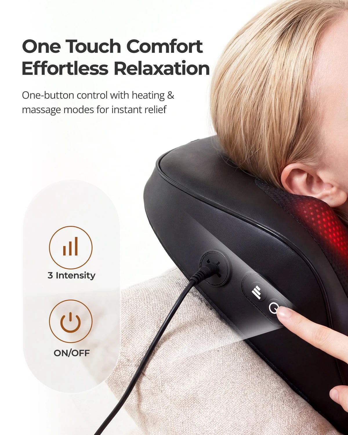 HIMOUTA Electric Shiatsu Back Neck Massager With Heat Ultra Quiet 3D Kneading Pillow