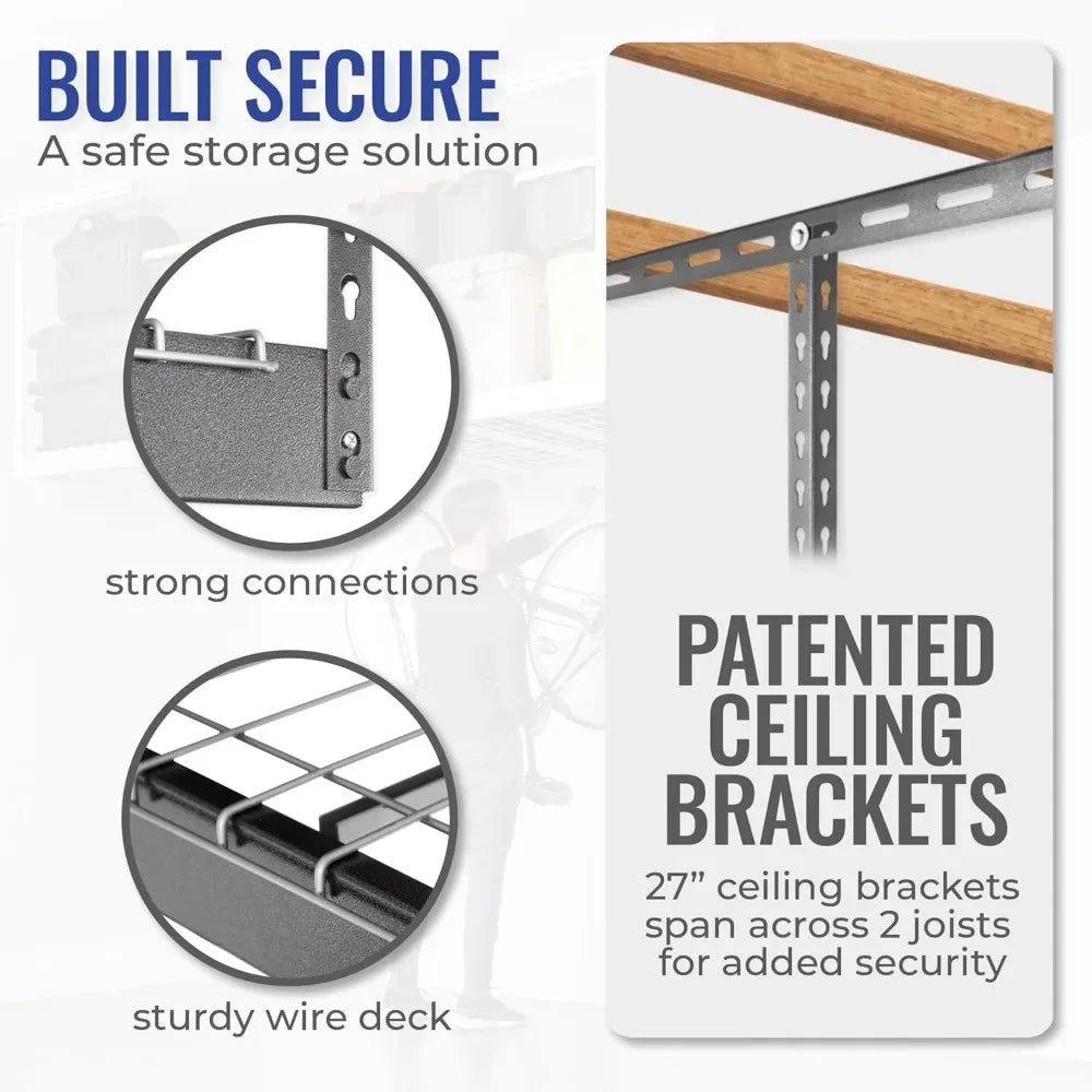 Heavy Duty Garage Ceiling Storage Rack 600 Pound Capacity