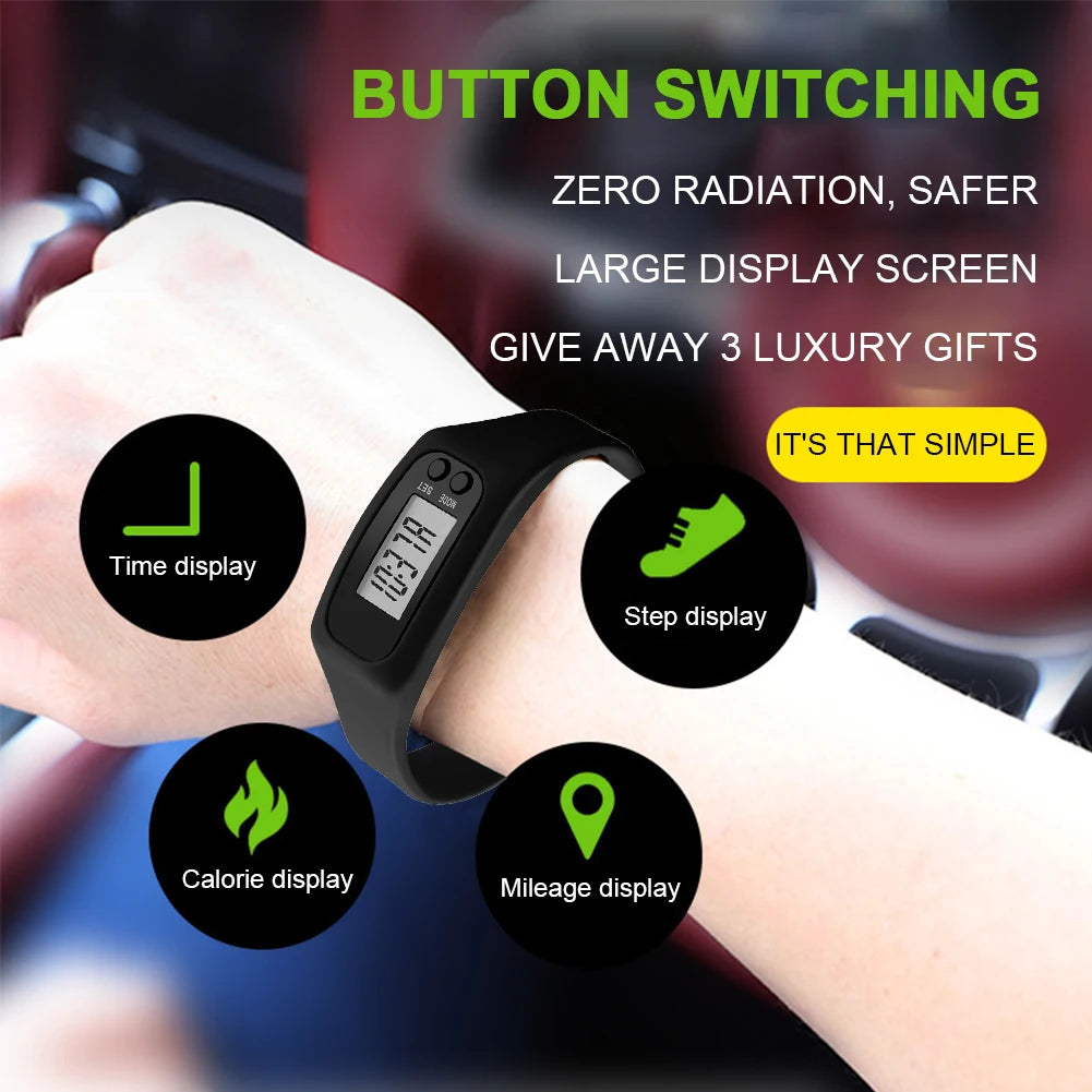APWIKOGER LED Pedometer Bracelet Calorie Counter Fitness Watch 12 24H