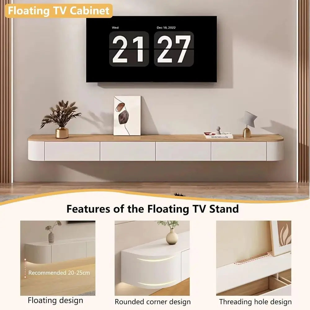 Ticify Floating TV Stand Wall Mount Minimalist Modern Media Console