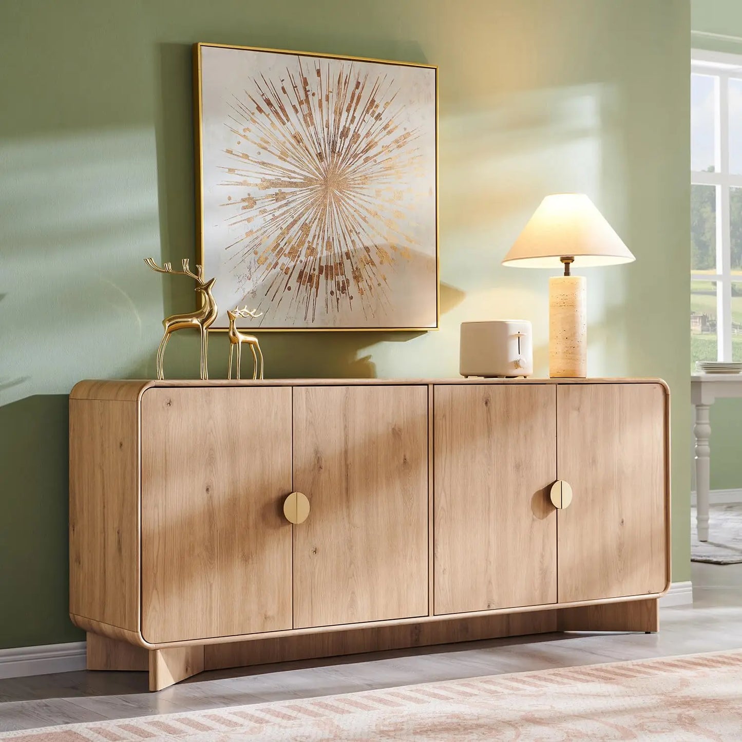 HUANZHUANG Modern Buffet Cabinet With Storage And Adjustable Shelves