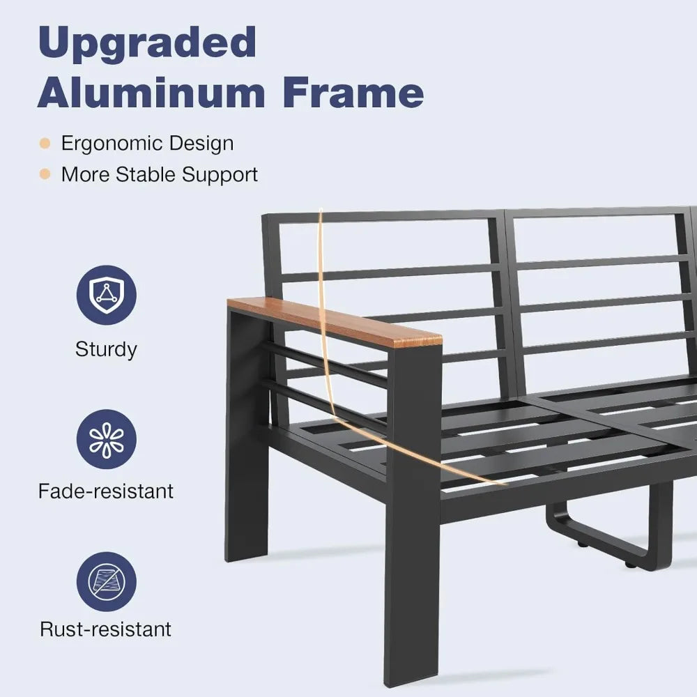 Aluminum Outdoor Patio Furniture Set With Cushions And Coffee Table