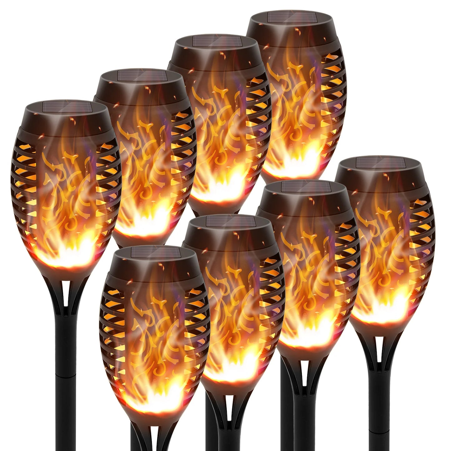 Solar Torch Lights With Flickering Flame Outdoor Waterproof Garden Pathway
