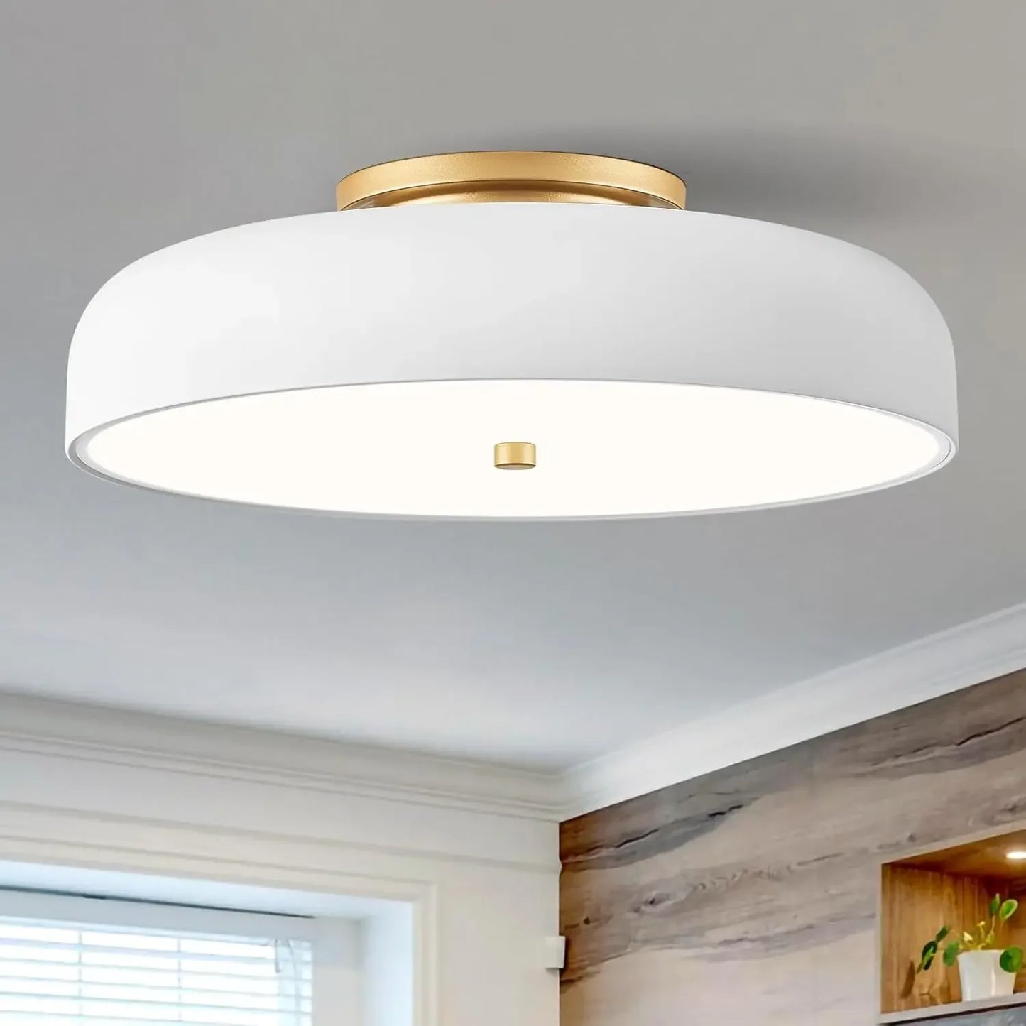 LED Ceiling Light Fixture 5CCT Mid Century Semi Flush Mount