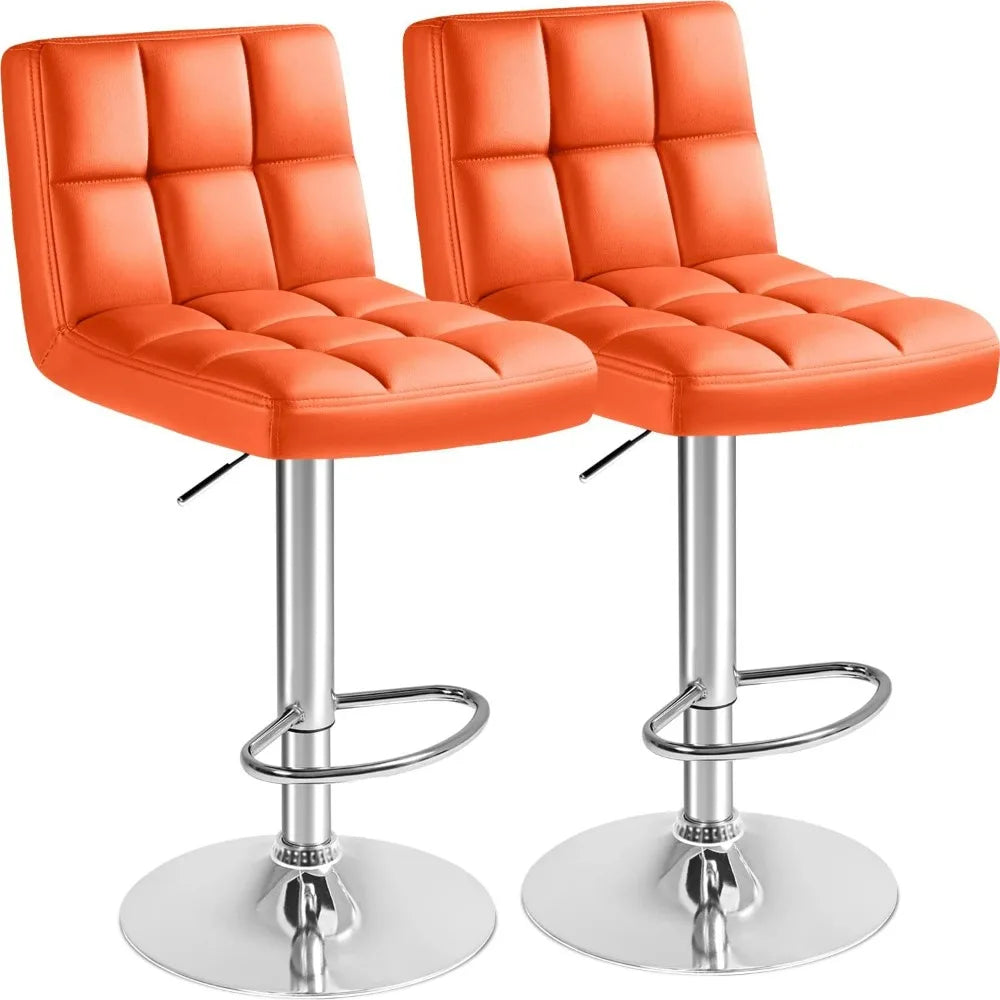 Bar Stools PU Leather Swivel Adjustable Hydraulic Counter Height Set