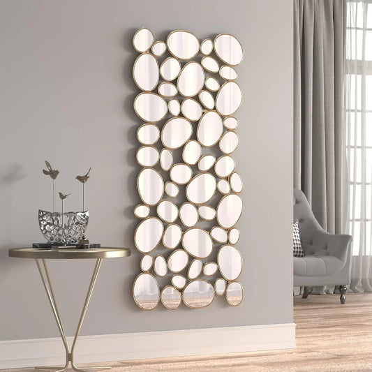 Pebble Design Metal Framed Wall Mirror Living Room Decor Accent