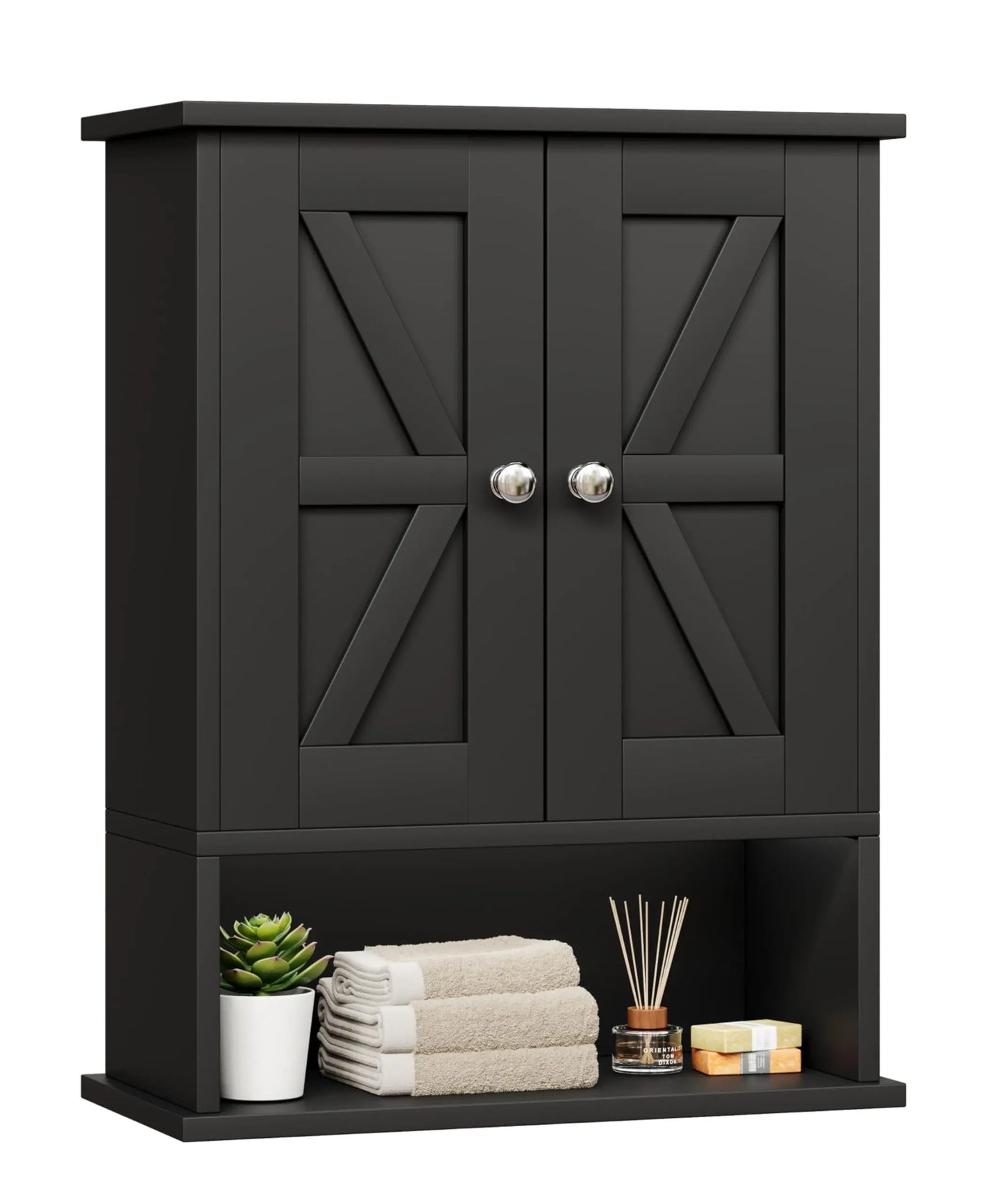 XIUWO Modern Medicine Cabinet With Adjustable Shelf And Rattan Doors