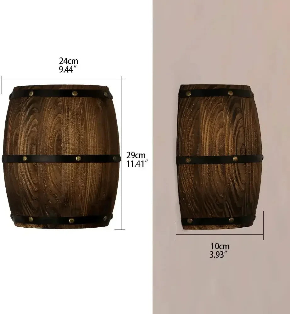 Antique Wood Wine Barrel Wall Sconce 2 Pack Indoor Lamps