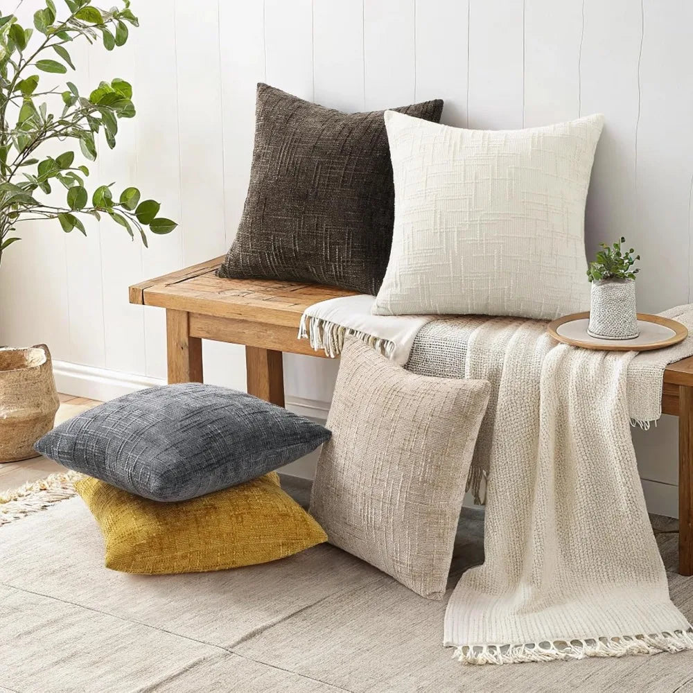 NBVCX Chenille Throw Pillow Covers Textured Set 2 For Sofa